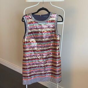 French Connection Multicolor Sequin Stripe Shift Dress